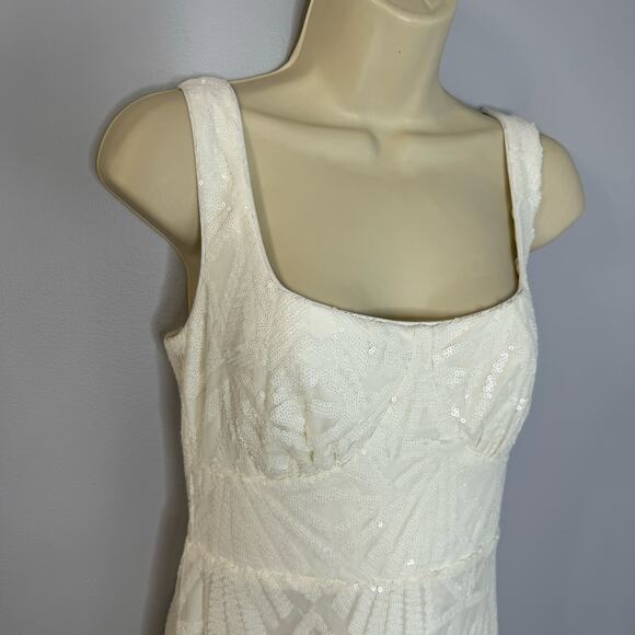 Lulu's Know Your Worth White Sequin Square Neck Mini Dress - Picture 7 of 14